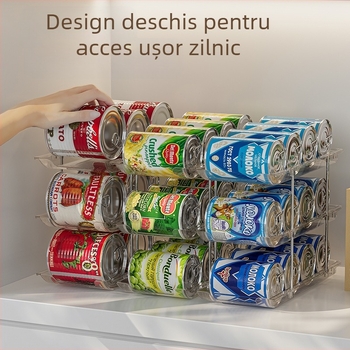Raft de depozitare pentru conserve multistrat, stivuibil, pentru bere și băuturi, transparent, rack de depozitare, combinație gratuită, rack de depozitare pentru conserve pe desktop