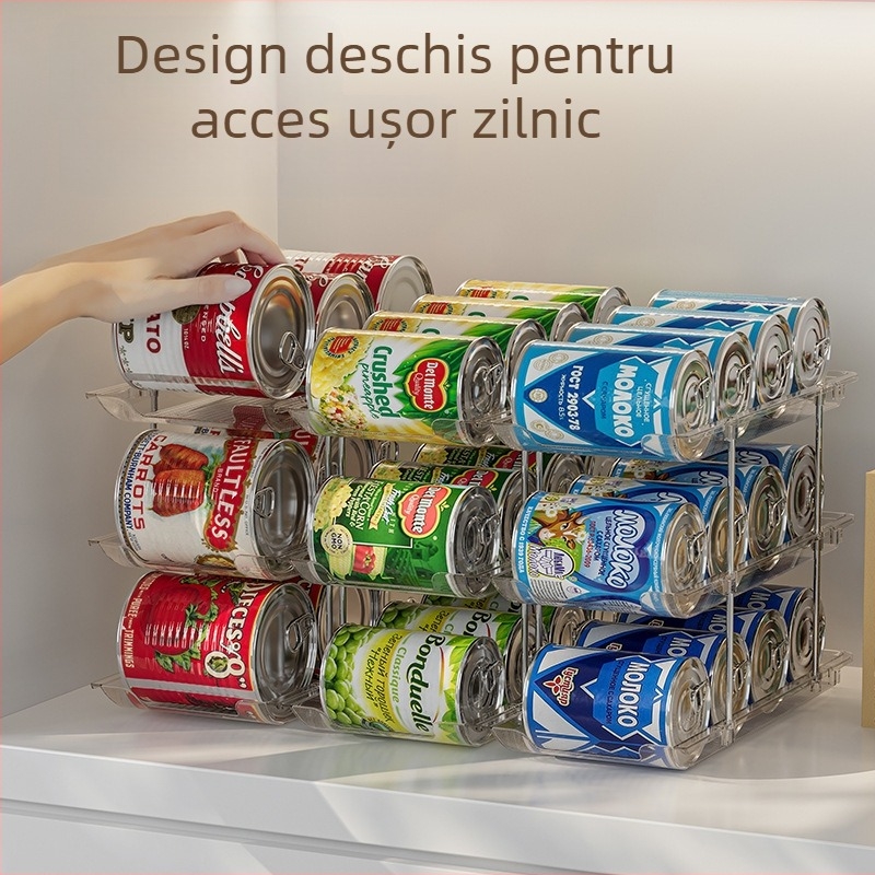 Raft de depozitare pentru conserve multistrat, stivuibil, pentru bere și băuturi, transparent, rack de depozitare, combinație gratuită, rack de depozitare pentru conserve pe desktop