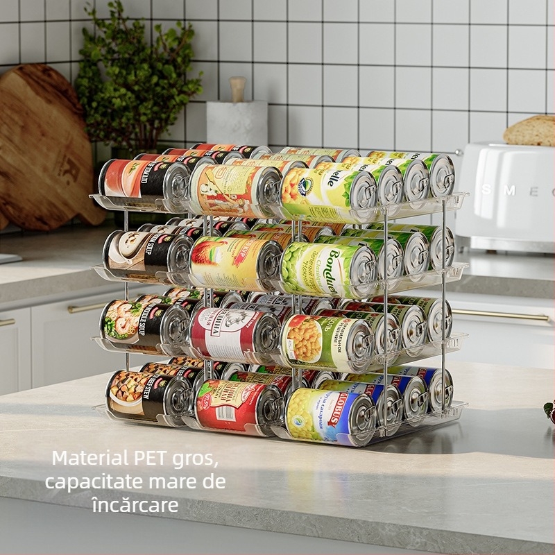 Raft de depozitare pentru conserve multistrat, stivuibil, pentru bere și băuturi, transparent, rack de depozitare, combinație gratuită, rack de depozitare pentru conserve pe desktop
