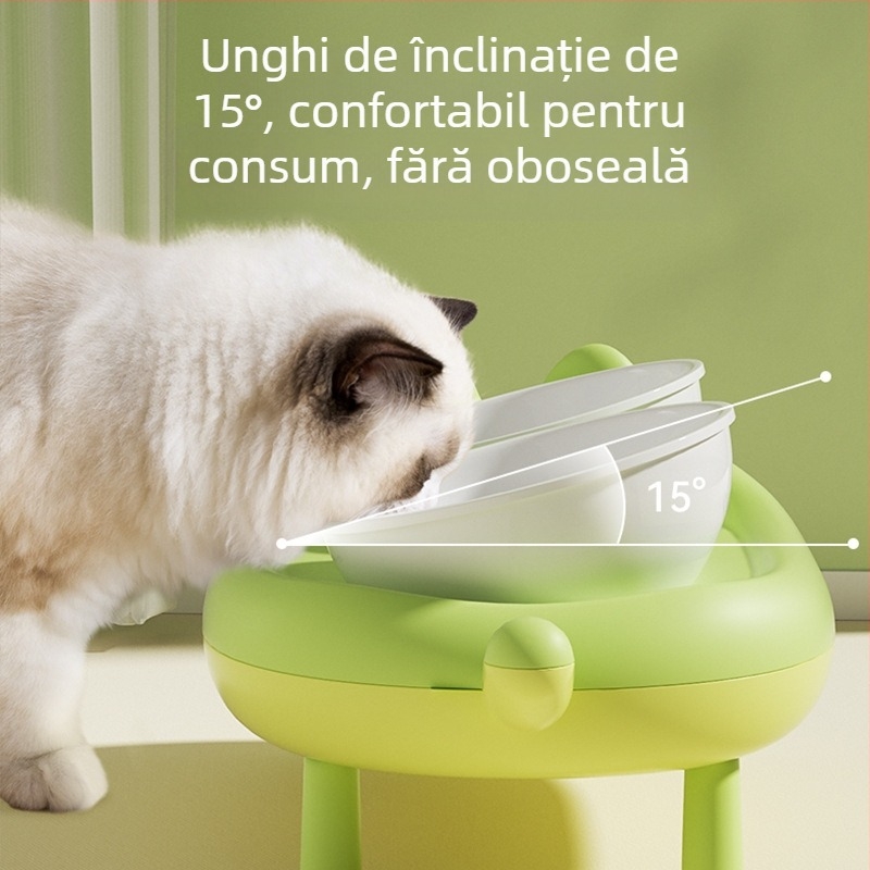 Bol pentru pisici, bol ceramic pentru hrană pentru pisici, pahar, bol cu orez pentru pisici, gură oblică anti-șoc, bol dublu pentru câini, bol pentru hrană pentru câini, articole pentru animale de companie