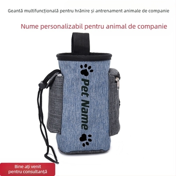 Geantă de hrană personalizată pentru câini cu nume de animal de companie, geantă de talie pentru dresaj de câini, geantă portabilă pentru hrană pentru animale de companie în aer liber, geantă pentru hrană pentru câini