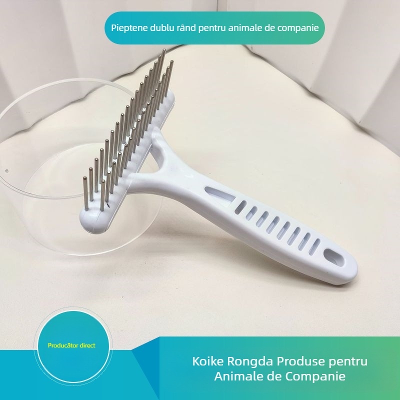 Pieptene cu nod deschis pentru animale de companie, pieptene cu nod deschis din oțel inoxidabil pentru câini și pisici, pieptene cu greblă, articole de înfrumusețare, pieptene pentru câini, pieptene mic și alb