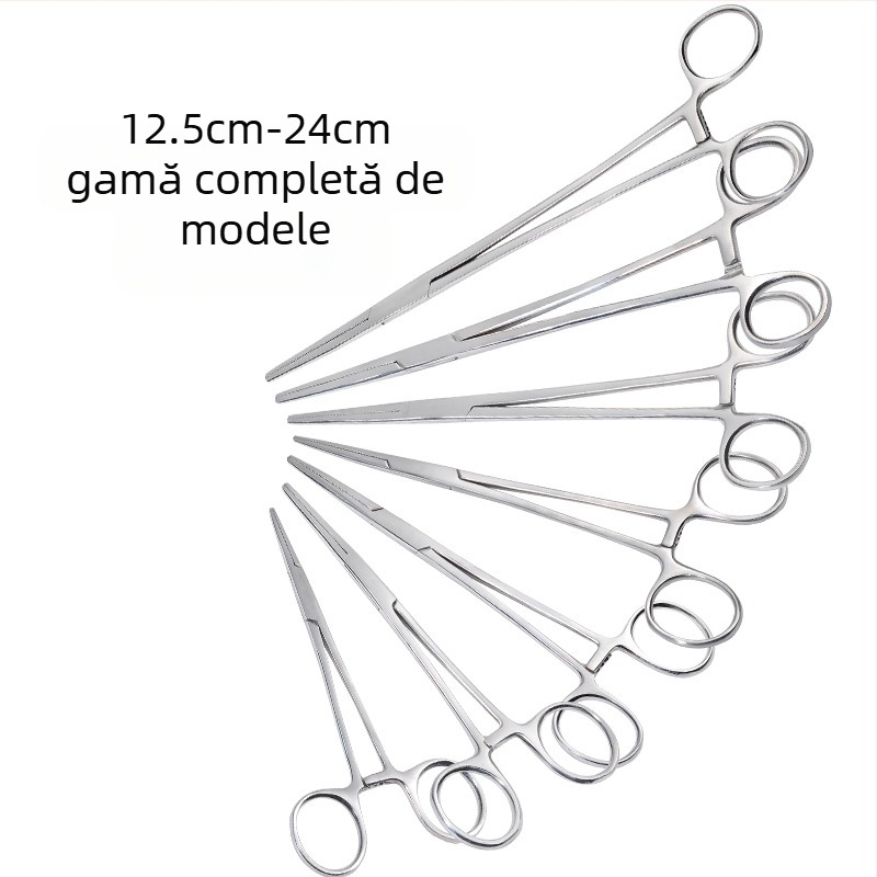 Forceps hemostatic medical din oțel inoxidabil en-gros, forceps pentru smulgerea părului, forceps pentru ventuze, forceps chirurgical, forceps vascular, cot drept, gura plată, la fața locului