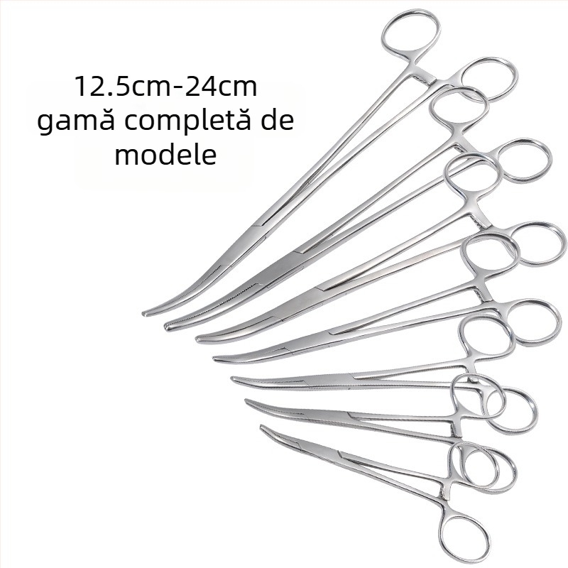 Forceps hemostatic medical din oțel inoxidabil en-gros, forceps pentru smulgerea părului, forceps pentru ventuze, forceps chirurgical, forceps vascular, cot drept, gura plată, la fața locului