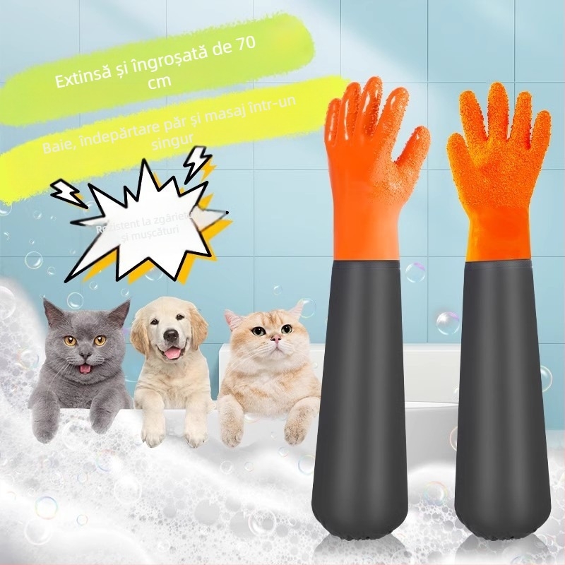 Mănuși de baie anti-zgârieturi pentru pisici, pentru câini, speciale, rulate, pentru frecarea pisicilor, îndepărtarea părului, alungite, impermeabile, anti-mușcături, artefacte