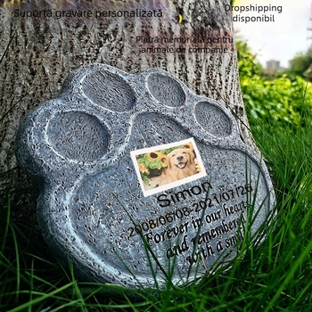 Ornamente transfrontaliere noi pentru labe de pisică și câine, rășină creativă, piatră funerară pentru animale de companie, piatră memorială, statuie de animale de grădină