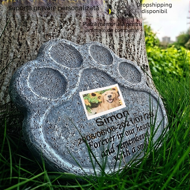 Ornamente transfrontaliere noi pentru labe de pisică și câine, rășină creativă, piatră funerară pentru animale de companie, piatră memorială, statuie de animale de grădină