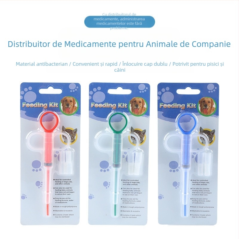 Hrănitoare modernizată pentru animale de companie, en-gros, pentru câini și pisici, tip push, umedă și uscată, cu dublă funcție, cu cap dublu
