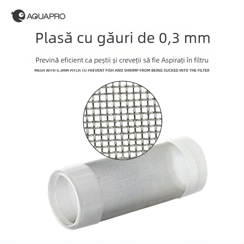 Filtru de pește Enchant, manșon de protecție pentru admisia apei din oțel inoxidabil, manșon de bumbac, plasă de protecție pentru creveți juvenili, capac anti-aspirație pentru pești juvenili