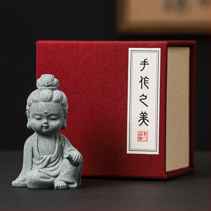 Stil național gresie verde peisaj statuie Buddha Buddha ceai animale de companie mici ornamente bonsai acvariu peisaj decorare artizanală cadou