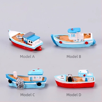 Barcă de pescuit mediteraneană, acvariu, acvariu, acvariu, rășină DIY, barcă creativă, iaht, navă pirat, ornamente de amenajare a teritoriului, micro peisaj