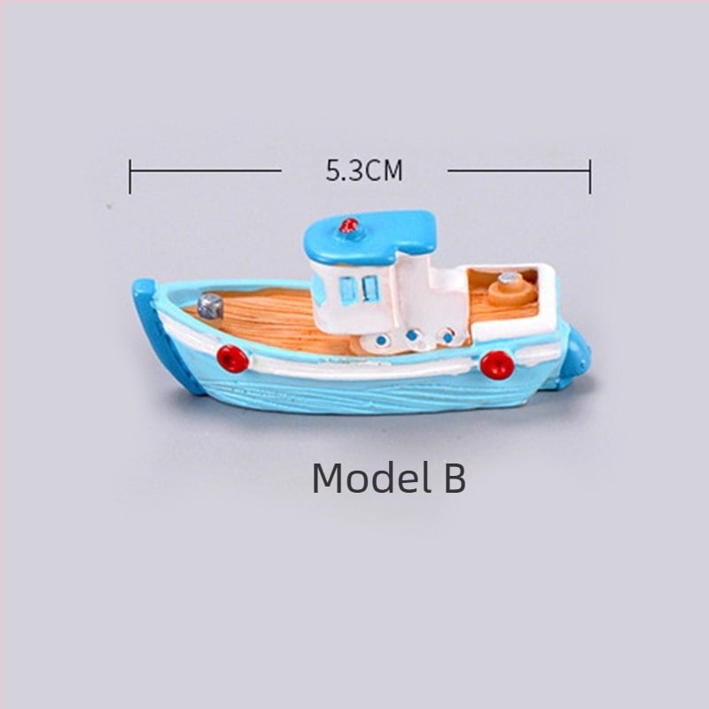 Barcă de pescuit mediteraneană, acvariu, acvariu, acvariu, rășină DIY, barcă creativă, iaht, navă pirat, ornamente de amenajare a teritoriului, micro peisaj