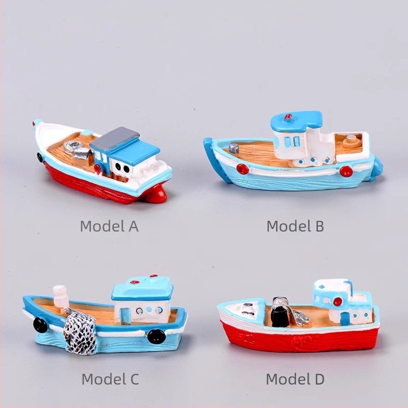 Barcă de pescuit mediteraneană, acvariu, acvariu, acvariu, rășină DIY, barcă creativă, iaht, navă pirat, ornamente de amenajare a teritoriului, micro peisaj