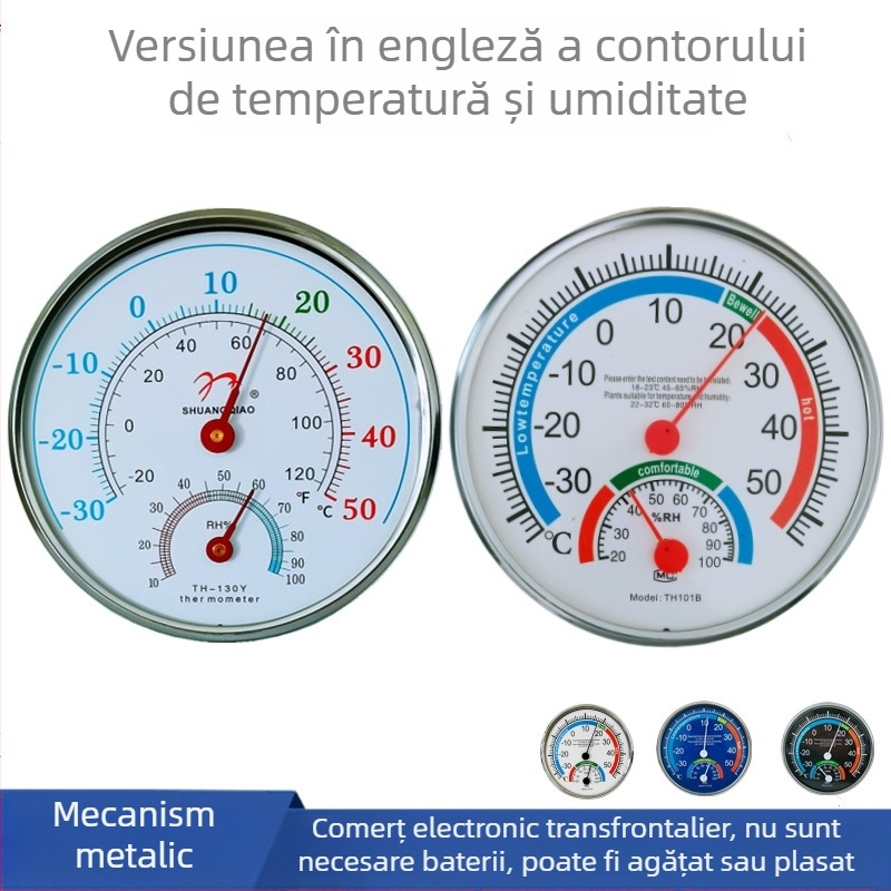 Termometru cu indicator și higrometru Termometru transfrontalier Versiune engleză Limbă străină Comerț exterior Uz casnic Fahrenheit Termometru uscat și umed