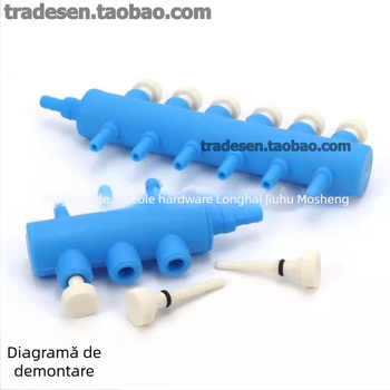 Tub de oxigen pentru acvariu, distribuitor din plastic, pompă de oxigen, supapă de reglare a volumului de oxigen, deviator de pompă de oxigen pentru acvariu