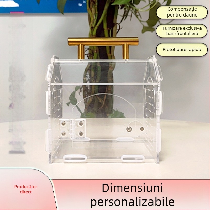 Cutie de reproducere ecologică pentru animale de companie, acrilică transparentă, magnetică, asamblată transfrontalieră, pentru reptile Gecko