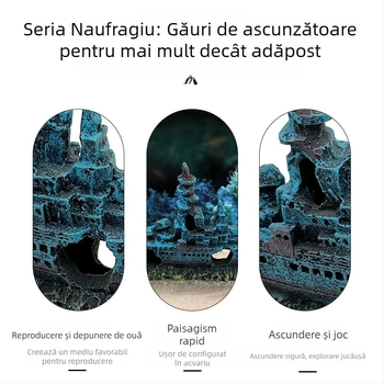 Acvariu rezervor de pește apă paie rezervor peisaj stâncărie decorare naufragiu tun aeronave navă de luptă submarin adăpost casă