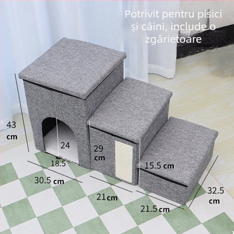 Pat pentru animale de companie, scară din lemn, pat pentru pisici și câini în vârstă, treaptă, masă de sărit, protecție pentru articulații, canapea, scară cu pedale