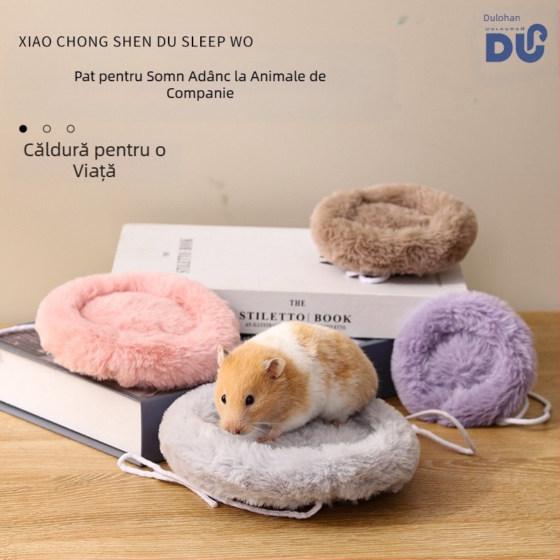 Tampon de bumbac pentru hamster, tampon rotund de catifea pentru iepure, tampon cald pentru cuib de bumbac pentru veveriță de iarnă, șobolan cu flori, ursuleț auriu, tampon de cuib de hamster