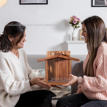 Hrănitoare de veverițe din lemn pentru grădină în aer liber, hrănitoare pentru păsări, casă pentru păsări, platformă pentru colibri, agățat, decorare de grădină din lemn masiv