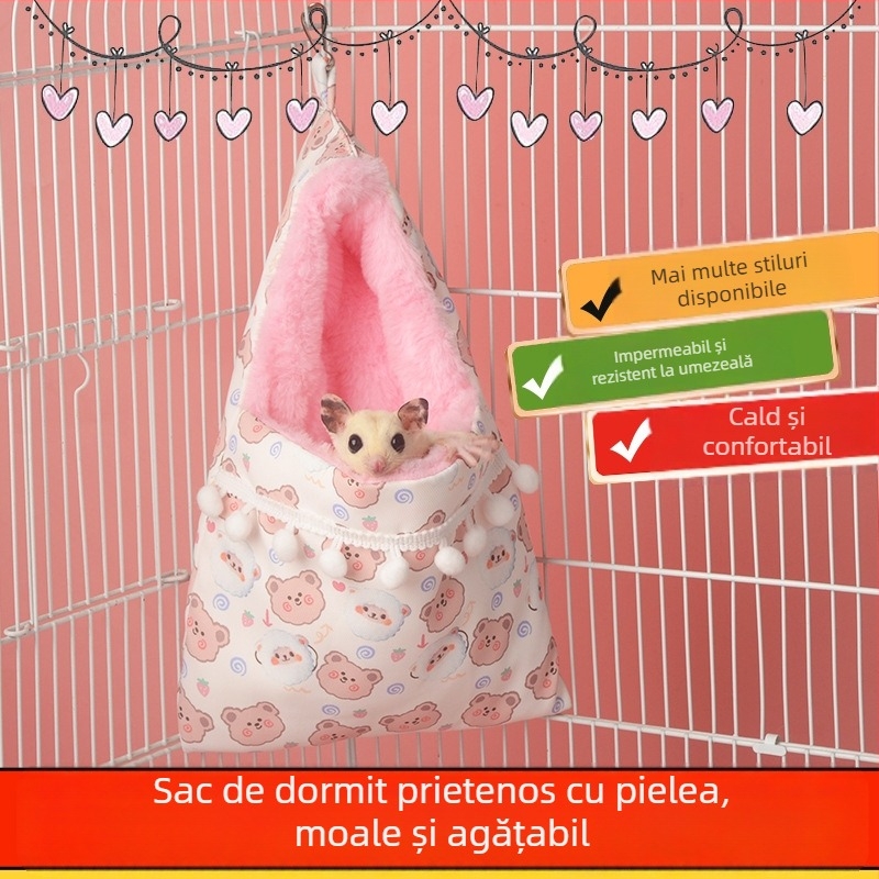 Sac de dormit cu pelerină din imitație de blană de iepure, cuib de dormit îngroșat, cuib de dormit Golden Bear, cuib de dormit pentru veveriță, provizii calde de iarnă