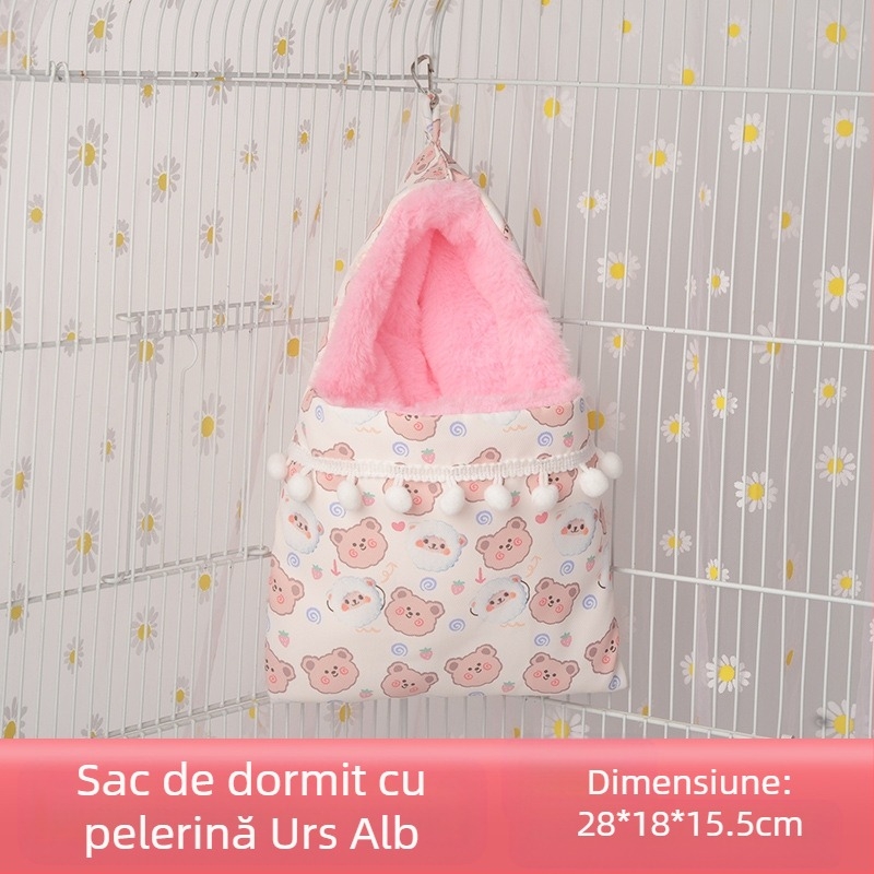 Sac de dormit cu pelerină din imitație de blană de iepure, cuib de dormit îngroșat, cuib de dormit Golden Bear, cuib de dormit pentru veveriță, provizii calde de iarnă