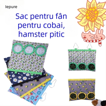 Sac de hrănire cu fân nou, sac de hrănire pentru iepuri, provizii pentru animale de companie, hamster, porcușor de Guineea, chinchilla, cu sac de hrănire cu gaură, sac de fân