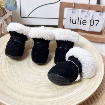 Pantofi pentru câini Teddy de iarnă, serie nouă de culori bomboane, interior căptușit cu fleece, îngroșat, cald, din bumbac, pantofi cu talpă moale pentru câini