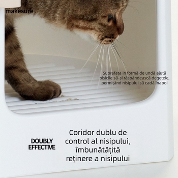 Litiera pentru pisici Mashu, complet închisă, supradimensionată, pentru pisici mici și mari, tip coridor, deodorant anti-stropire