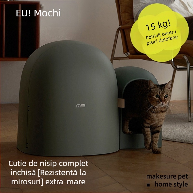 Litiera pentru pisici Mashu, complet închisă, supradimensionată, pentru pisici mici și mari, tip coridor, deodorant anti-stropire