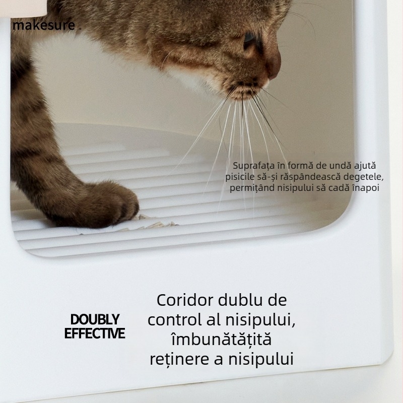 Litiera pentru pisici Mashu, complet închisă, supradimensionată, pentru pisici mici și mari, tip coridor, deodorant anti-stropire