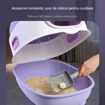 Litiera pentru pisici supradimensionată, complet închisă, deodorant, toaletă pentru pisici, pliabilă, presare cu ultraviolete, sterilizare, urinal pentru pisici, en-gros