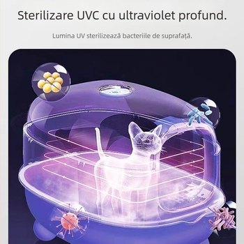 Litiera pentru pisici supradimensionată, complet închisă, deodorant, toaletă pentru pisici, pliabilă, presare cu ultraviolete, sterilizare, urinal pentru pisici, en-gros
