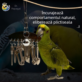 Jucărie de mestecat metalică pentru papagal mediu și mare, King Kong, papagal gri, Amazon, educațional, cușcă pentru păsări, cadru pandantiv pentru a ameliora stresul și plictiseala