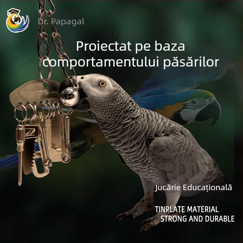 Jucărie de mestecat metalică pentru papagal mediu și mare, King Kong, papagal gri, Amazon, educațional, cușcă pentru păsări, cadru pandantiv pentru a ameliora stresul și plictiseala
