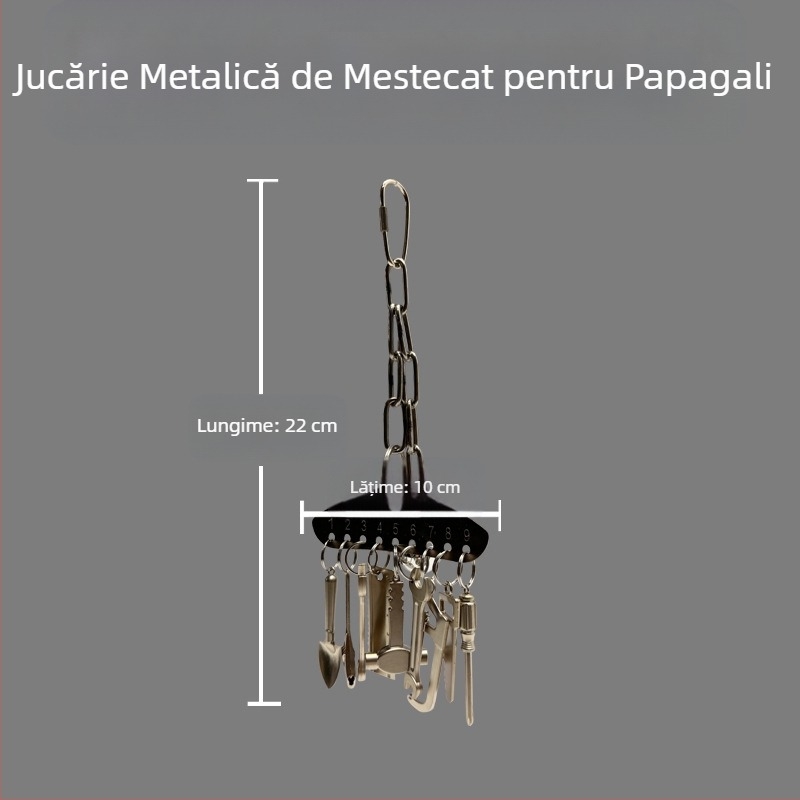Jucărie de mestecat metalică pentru papagal mediu și mare, King Kong, papagal gri, Amazon, educațional, cușcă pentru păsări, cadru pandantiv pentru a ameliora stresul și plictiseala