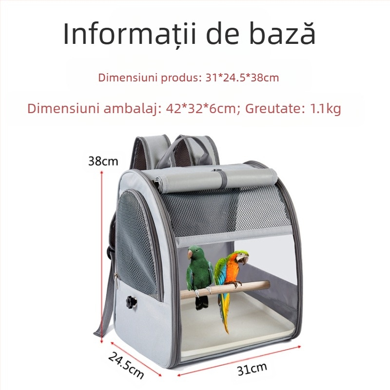 Geantă portabilă pentru păsări, geantă mică pentru animale de companie, rucsac Bago, papagal, porumbel, Xuan Feng, rucsac din poliester, capacitate mare pentru exterior, pentru păsări