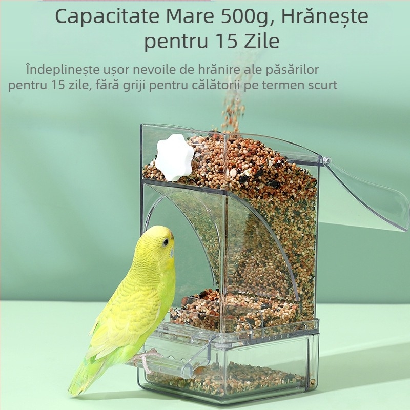 Papagal hrănitor cutie automată pentru păsări, hrănitor automat pentru păsări, bol rezistent la stropire și oală, separare de cochilii de cereale, hrănire pentru păsări