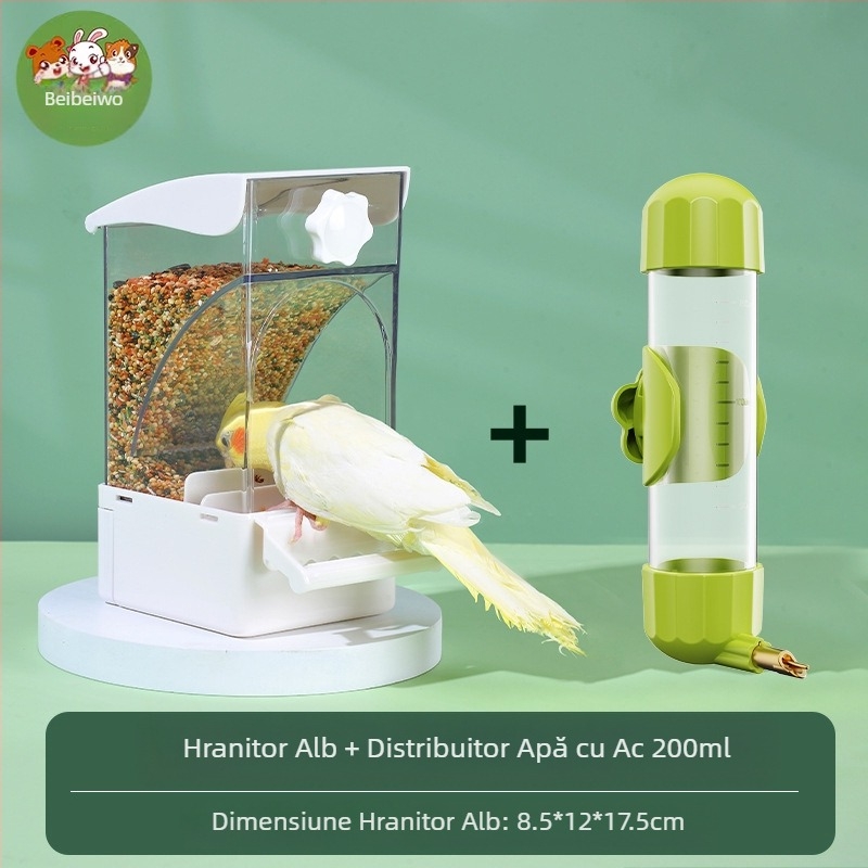 Papagal hrănitor cutie automată pentru păsări, hrănitor automat pentru păsări, bol rezistent la stropire și oală, separare de cochilii de cereale, hrănire pentru păsări