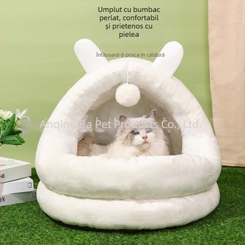 Cuib de pisică cu urechi de iepure, patru anotimpuri, casă universală pentru pisici, cuib de animale de companie, semi-închis, cald, de iarnă, pentru celebrități de internet, pat pentru pisici