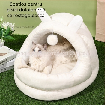 Cuib de pisică cu urechi de iepure, patru anotimpuri, casă universală pentru pisici, cuib de animale de companie, semi-închis, cald, de iarnă, pentru celebrități de internet, pat pentru pisici