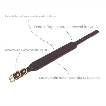 Zgardă lărgită pentru ogari, strat de cap, piele de vacă, zgardă pentru animale de companie, zgardă pentru câini, zgardă pentru gât, zgardă din alamă, fixare din piele naturală
