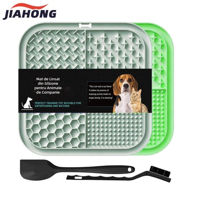 Transfrontalieră Pet licking mat silicon Pet food ustensiles Dog licking mat ventuză linge lent hrănire mat câine anti-sufocare lent hrănire placă