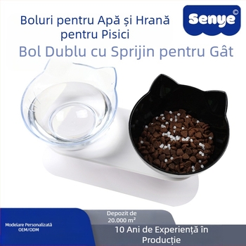 Bol pentru pisici, en-gros, pentru câini și pisici, cu gât înalt, bol pentru animale de companie, antiderapant, cu gură înclinată, pentru băut, hrănire cu apă pentru pisici, bol pentru hrănire cu apă, bol dublu