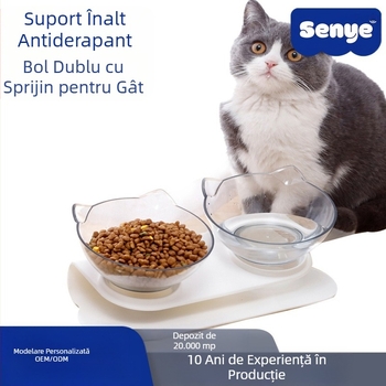 Bol pentru pisici, en-gros, pentru câini și pisici, cu gât înalt, bol pentru animale de companie, antiderapant, cu gură înclinată, pentru băut, hrănire cu apă pentru pisici, bol pentru hrănire cu apă, bol dublu
