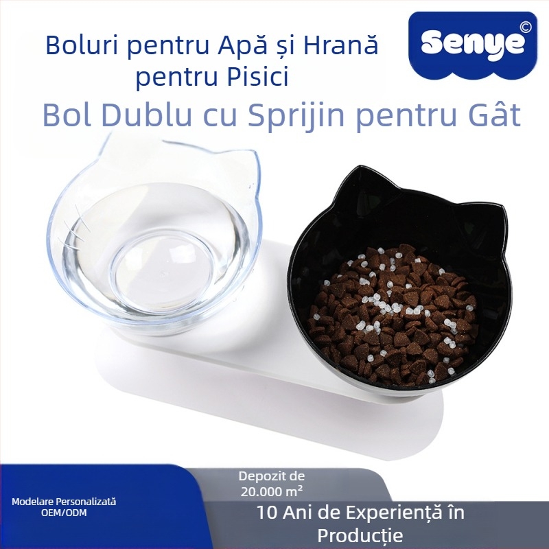 Bol pentru pisici, en-gros, pentru câini și pisici, cu gât înalt, bol pentru animale de companie, antiderapant, cu gură înclinată, pentru băut, hrănire cu apă pentru pisici, bol pentru hrănire cu apă, bol dublu