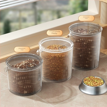 1 buc/set de depozitare a alimentelor pentru animale de companie, sigilat, rezistent la insecte, rezistent la umiditate, transparent, vizual, pentru câini, pisici, butoi, cutie de depozitare pentru hrana animalelor de companie, sigilat, cutie de depozitare