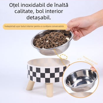 Bol înalt pentru animale de companie, detașabil și lavabil, din oțel inoxidabil, pentru câini, bol pentru pisici, bol Polo Dot, bazin pentru hrană pentru câini, bol cu apă, ustensile pentru hrană, articole pentru animale de companie