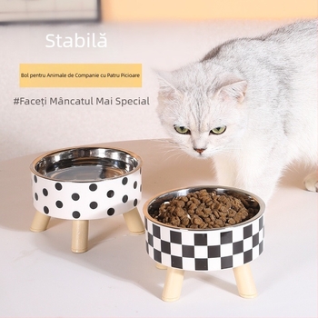 Bol înalt pentru animale de companie, detașabil și lavabil, din oțel inoxidabil, pentru câini, bol pentru pisici, bol Polo Dot, bazin pentru hrană pentru câini, bol cu apă, ustensile pentru hrană, articole pentru animale de companie