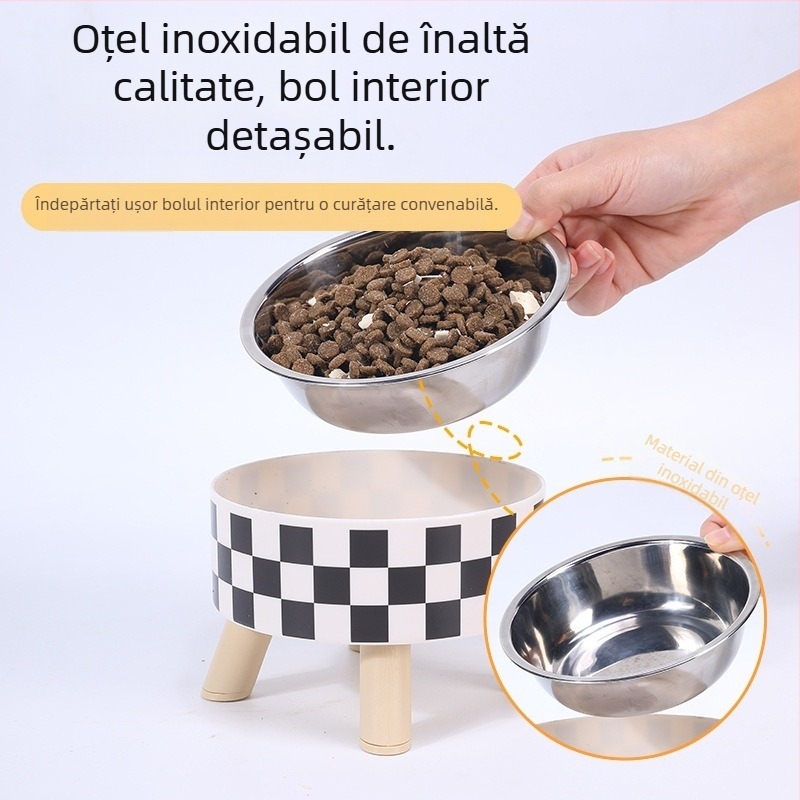 Bol înalt pentru animale de companie, detașabil și lavabil, din oțel inoxidabil, pentru câini, bol pentru pisici, bol Polo Dot, bazin pentru hrană pentru câini, bol cu apă, ustensile pentru hrană, articole pentru animale de companie